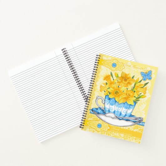 Birth Flower en Gem March Lace Lrge Notitieboek (Binnen)