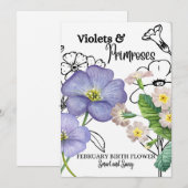 Birth Flower Kaart, februari, Violet, Primrose Feestdagenkaart (Voorkant / Achterkant)