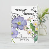 Birth Flower Kaart, februari, Violet, Primrose Feestdagenkaart (Staand voorkant)