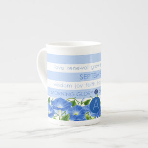 Birth Flower-n-Gem Stripe Mok September Bone China
