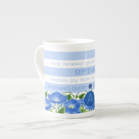 Birth Flower-n-Gem Stripe Mok September Bone China (Links)