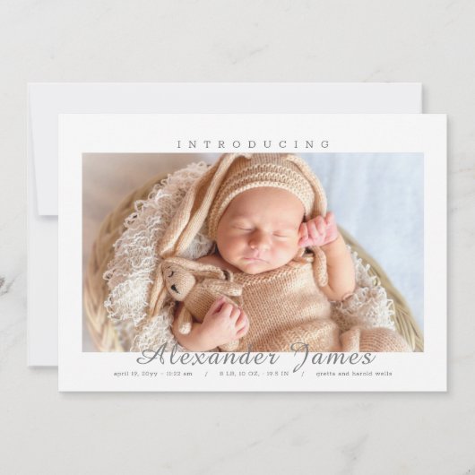 Birth Introduction White Photo Birth Announement Aankondiging (Voorkant)