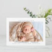 Birth Introduction White Photo Birth Announement Aankondiging (Staand voorkant)
