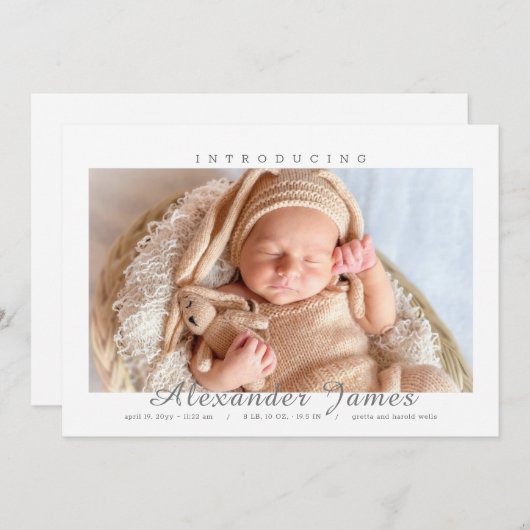 Birth Introduction White Photo Birth Announement Aankondiging (Voorkant / Achterkant)