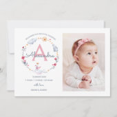 Birth koningsmonogram prinses swan bedankkaart (Voorkant)