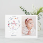 Birth koningsmonogram prinses swan bedankkaart (Staand voorkant)