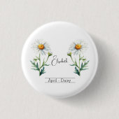 Birth Month Flower April Daisy Ronde Button 3,2 Cm (Voorkant)