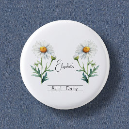 Birth Month Flower April Daisy Ronde Button 3,2 Cm