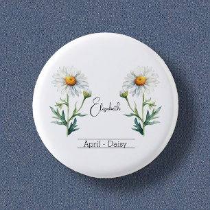 Birth Month Flower April Daisy Ronde Button 3,2 Cm