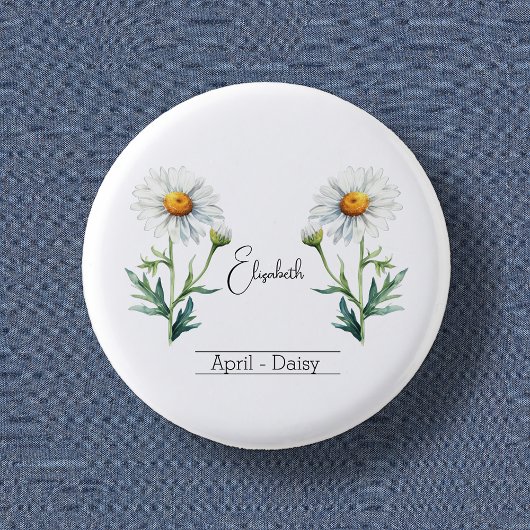 Birth Month Flower April Daisy Ronde Button 3,2 Cm