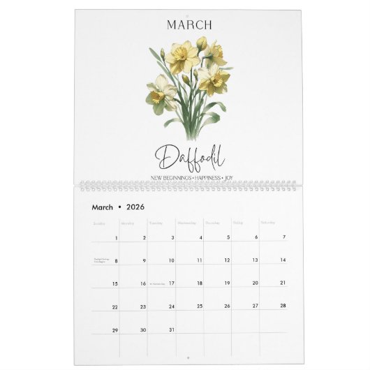 Birth Month Flower Kalender (Mar 2026)