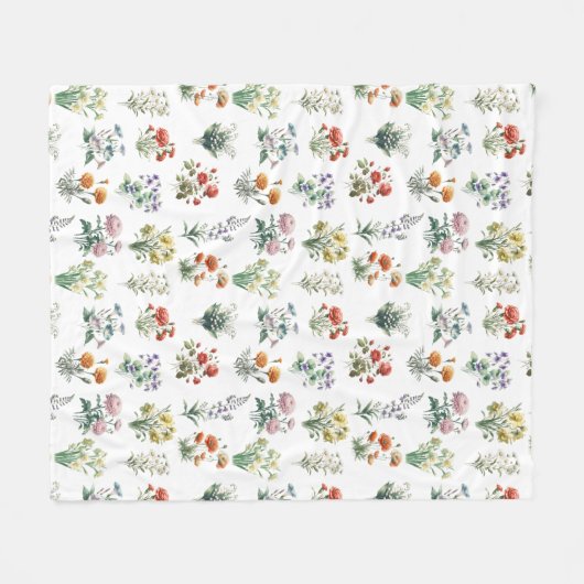 Birth Month Flowers Fleece Deken (Voorkant (Horizontaal))