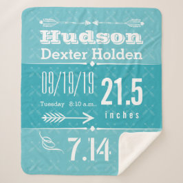 Birth Record Baby Birth Stats Blauwgroen Blauw Sherpa Deken