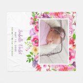 Birth Stat Foto van Bright Blooms Baby Girl Fleece Deken (Voorkant (Horizontaal))