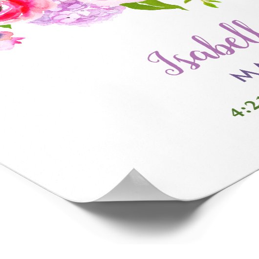 Birth Stat Foto van Bright Blooms Baby Girl Poster (Hoek)