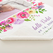 Birth Stat Foto van Bright Blooms Baby Girl Sherpa Deken (3/4)