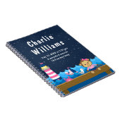 Birth Statistics Nautical Girl Monkey Pink Navy Notitieboek (Rechterzijde)