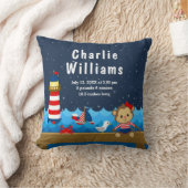 Birth Statistics Nautical Girl Monkey Red Navy Kussen (Deken)