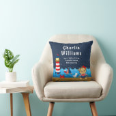 Birth Statistics Nautical Girl Monkey Red Navy Kussen (Stoel)