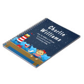 Birth Statistics Nautical Girl Monkey Red Navy Notitieboek (Linkerzijde)