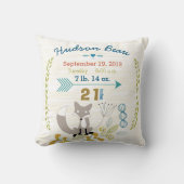Birth Stats Baby Boy Woodland Creater Fox Kussen (Voorkant)