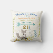 Birth Stats Baby Boy Woodland Creater Fox Kussen (Voorkant)