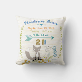 Birth Stats Baby Boy Woodland Creater Fox Kussen