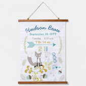 Birth Stats Baby Boy Woodland Fox Wall Hanging Hangend Wandkleed (Voorkant)