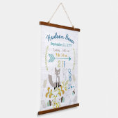 Birth Stats Baby Boy Woodland Fox Wall Hanging Hangend Wandkleed (Gebogen)