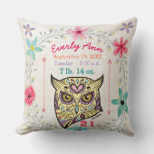 Birth Stats Baby Girl Forest Creator Owl Kussen (Voorkant)