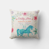 Birth Stats Baby Girl Magical Creatinine Unicorn Kussen (Voorkant)