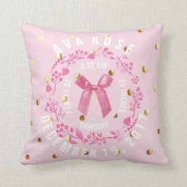 Birth Stats | Baby Girl Pink Gold Stippen Nursery Kussen