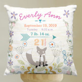 Birth Stats Baby Girl Woodland Creater Fox Kussen