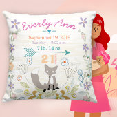 Birth Stats Baby Girl Woodland Creater Fox Kussen