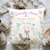 Birth Stats Baby Girl Woodland Creater Fox Kussen