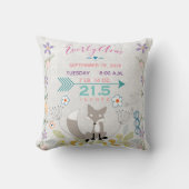 Birth Stats Baby Girl Woodland Creater Fox Kussen (Voorkant)