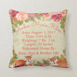 Birth Stats Baby Woodland Fox Sierkussen