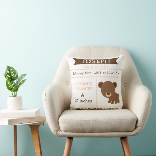 Birth Stats Beer Woodland Nursery Pillow Kussen (Stoel)