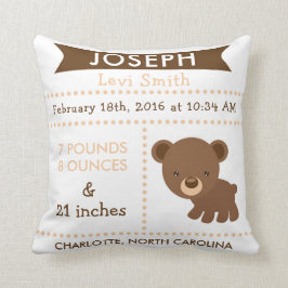 Birth Stats Beer Woodland Nursery Pillow Kussen