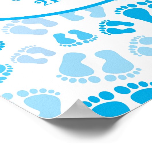 Birth Stats Blue and White Baby Boy Feet Poster (Hoek)