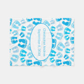 Birth Stats Blue and White Baby Feet Baby Blanket Fleece Deken (Voorkant (Horizontaal))