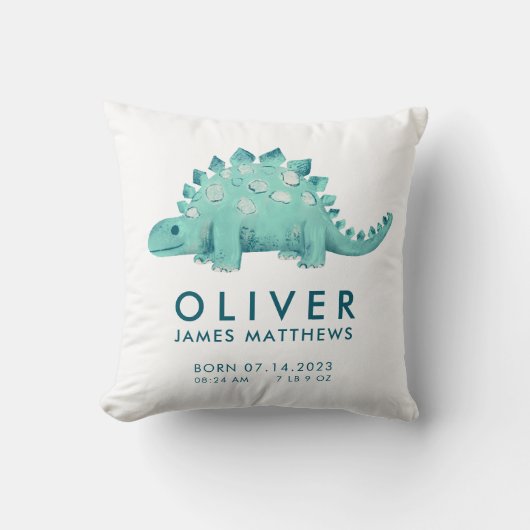 Birth Stats Dinosaur Baby Boys Kussen (Voorkant)