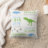 Birth Stats Dinosaur Nursery Pillow Green Blue Kussen (Deken)