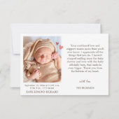 Birth Stats Foto Baby shower Birth Notice Bedankkaart (Achterkant)