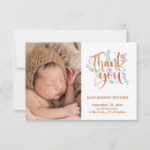 Birth Stats Foto Handwrited New Born Baby shower Bedankkaart (Voorkant)