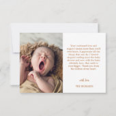Birth Stats Foto Handwrited New Born Baby shower Bedankkaart (Achterkant)