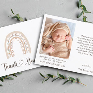 Birth Stats Foto New Baby Shower Notice Bedankkaart