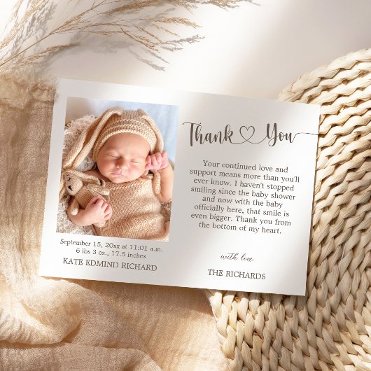 Birth Stats Foto New Baby Shower Notice Bedankkaart