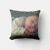 Birth Stats Gepersonaliseerd Photo Gold Hearts Con Kussen (Voorkant)