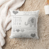 Birth Stats Gray Elephant Nursery Sierkussen (Deken)